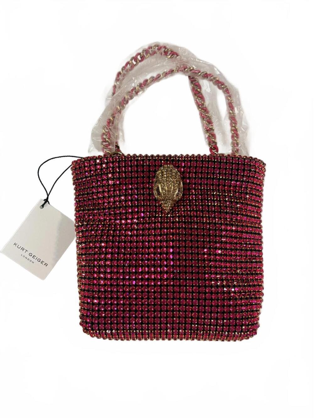 Kurt Geiger Pink Crystal Embellished Tote Bag